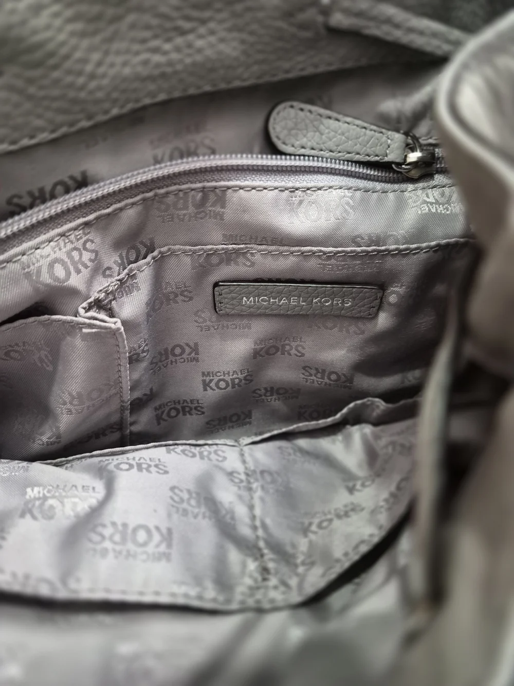 Michael Kors Pebbled Leather Backpack in Light Gray